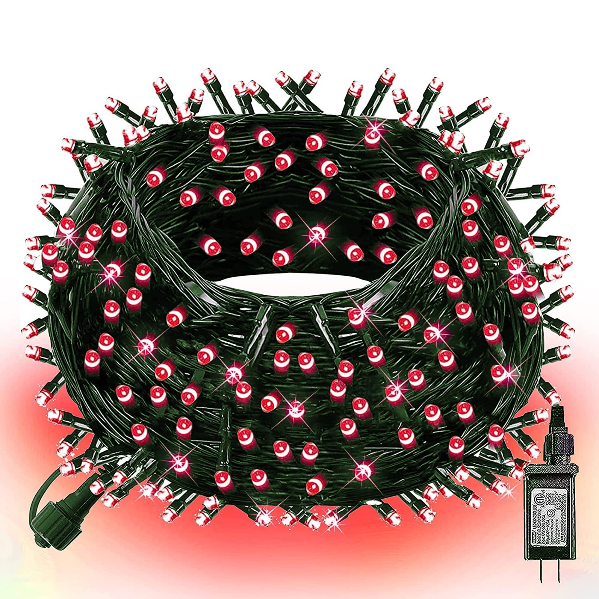 100 LED 33 FT Christmas String Lights, 8 Modes(Red)