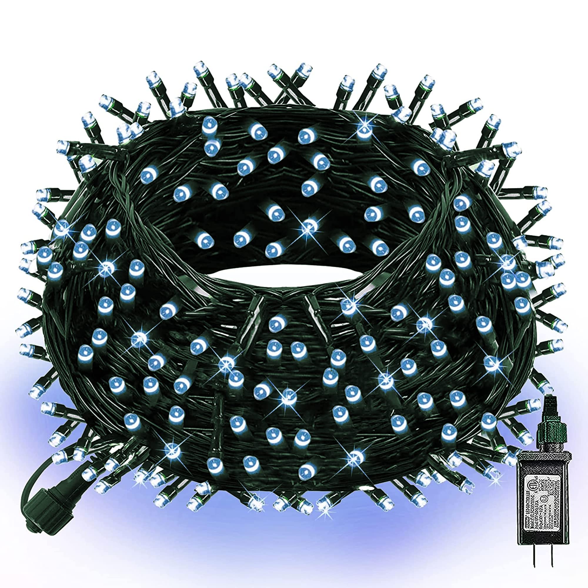 100 LED 33 FT Christmas String Lights, 8 Modes(White)