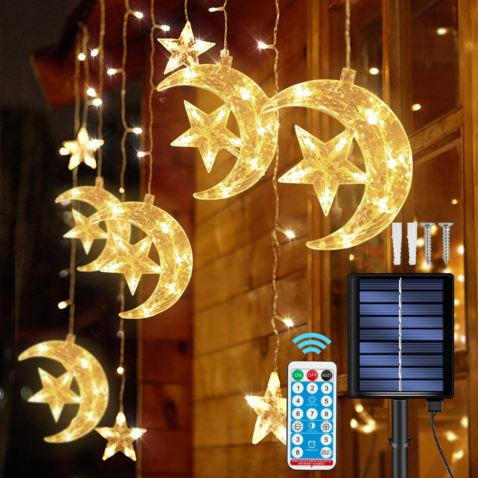 138 LED Star Moon Lights, Solar