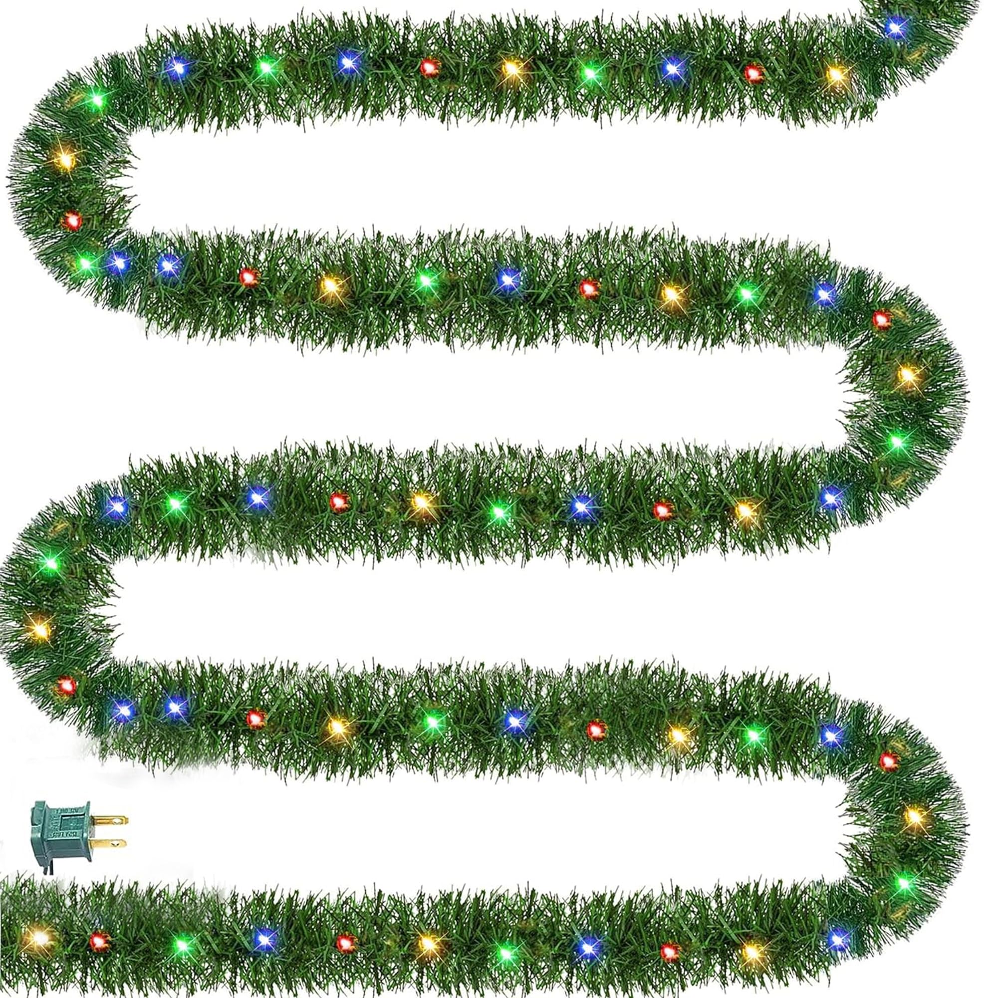 15 FT Pre-Lit 35 LED Artificial Christmas Garland, Multi-Colored