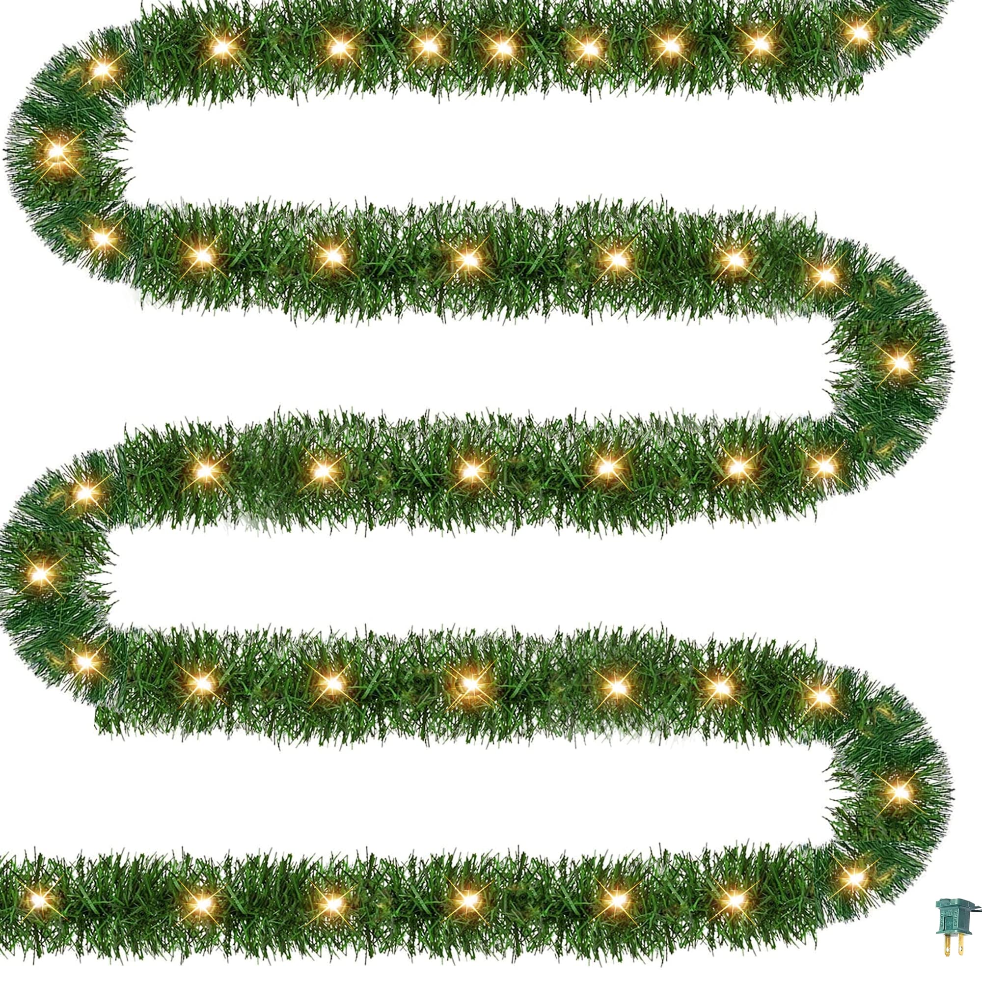 15 FT Pre-Lit 35 LED Artificial Christmas Garland, Warm White