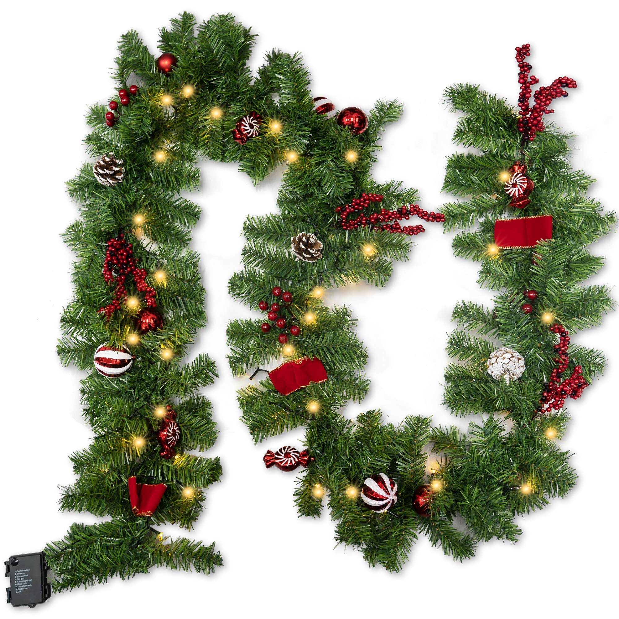 9 FT Pre-Lit 50 LED Artificial Christmas Garland