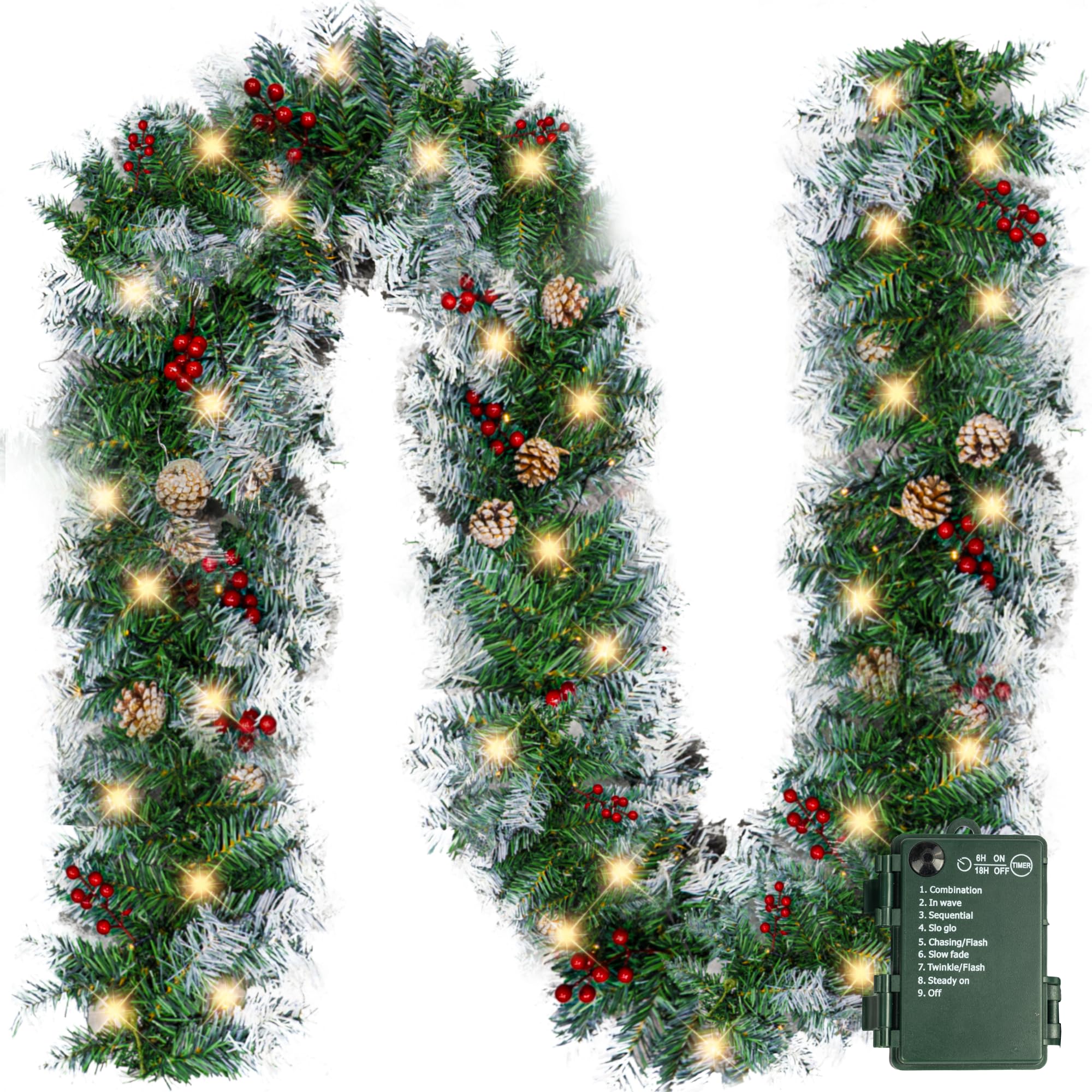 9 FT 50 LED Artificial Christmas Garland